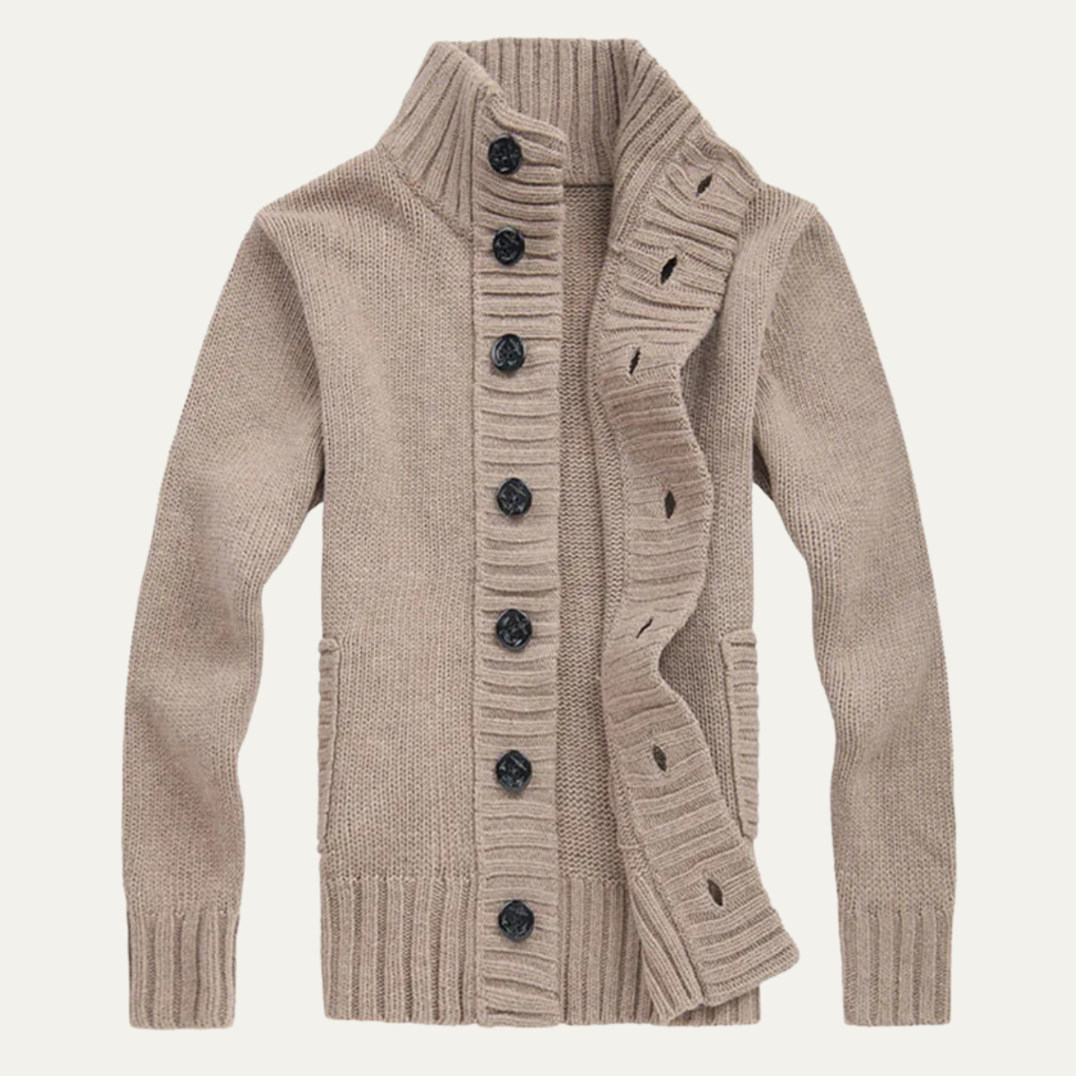 The Corsica Men’s Chunky Winter Button Up Knit High Neck Cardigan