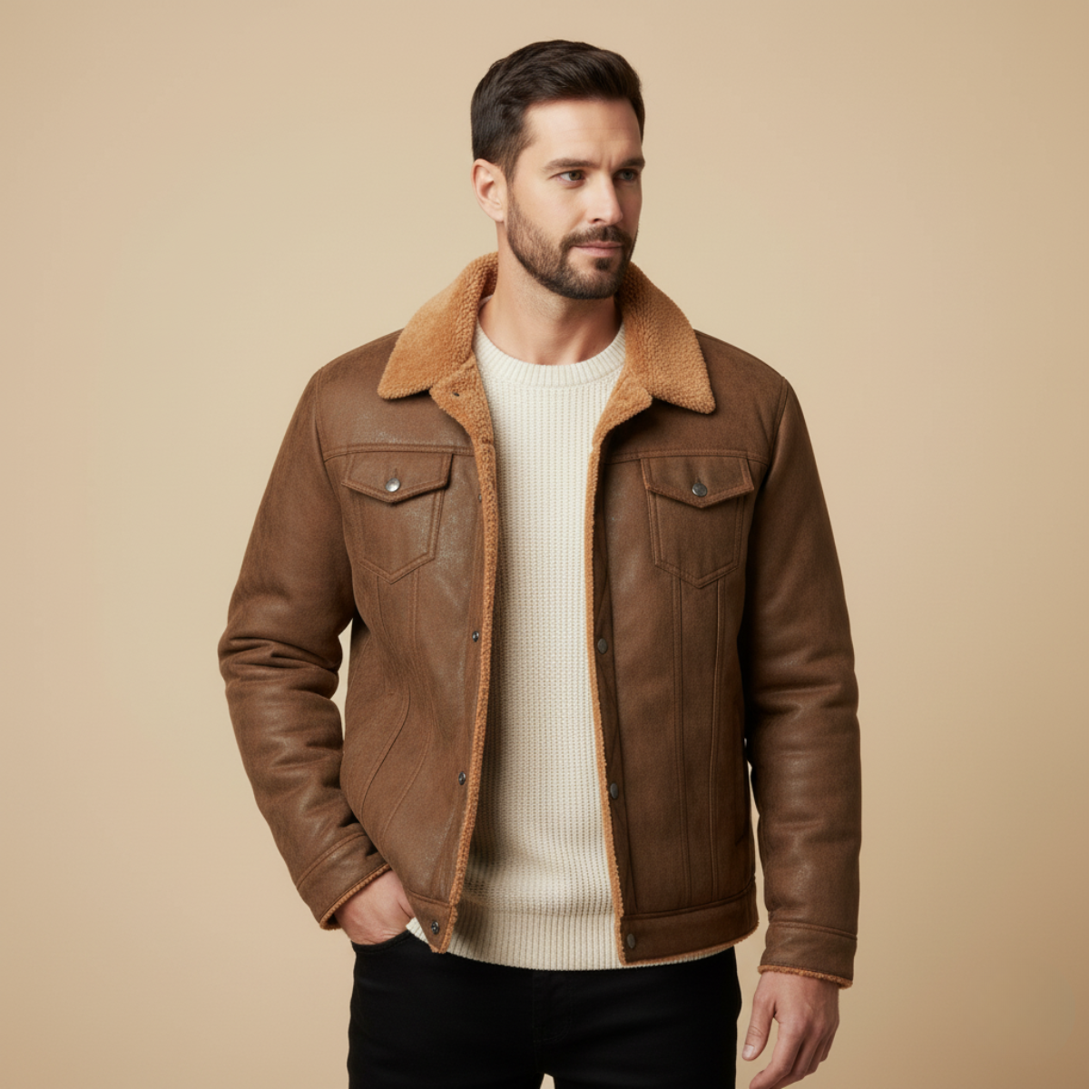 The Wrexham Men’s Shearling Vintage Leather Jacket
