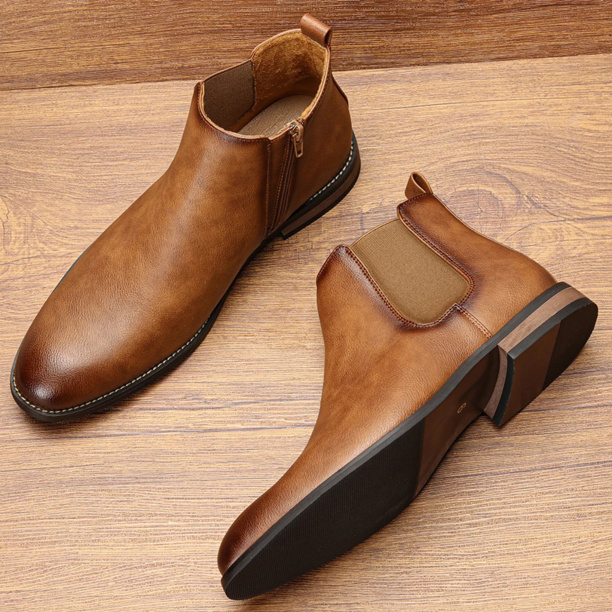 The Agrigento Men’s Chelsea Leather Ankle Boots with Elastic Side Panels