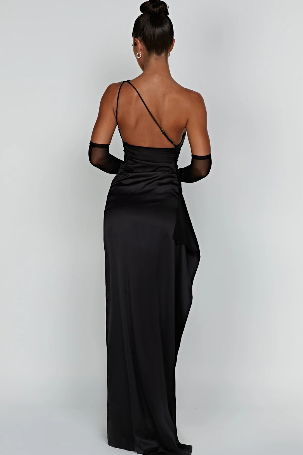 Women's Glossy Satin Gown with Single Strap