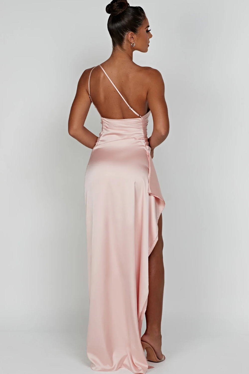 Women's Glossy Satin Gown with Single Strap