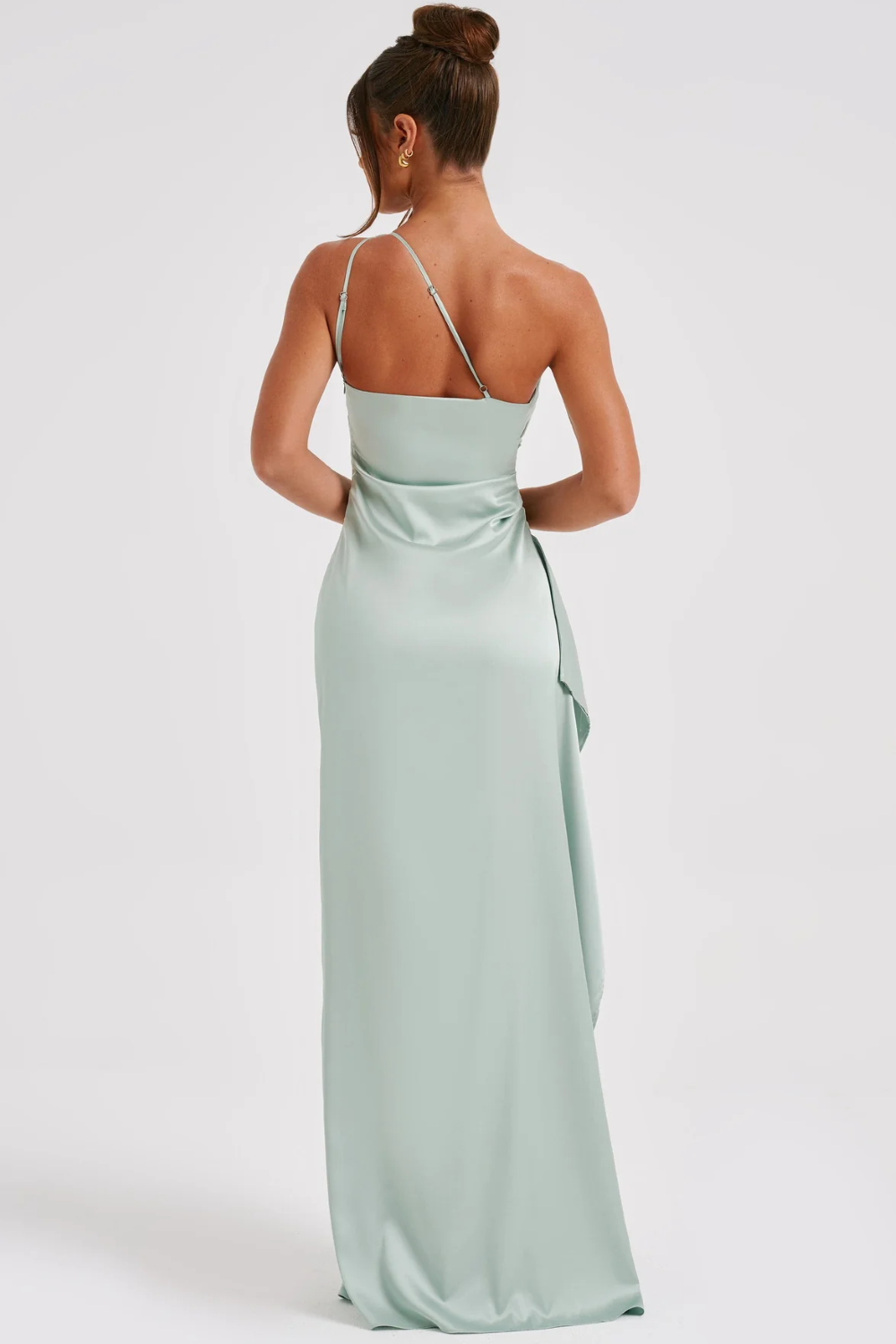 Women's Glossy Satin Gown with Single Strap