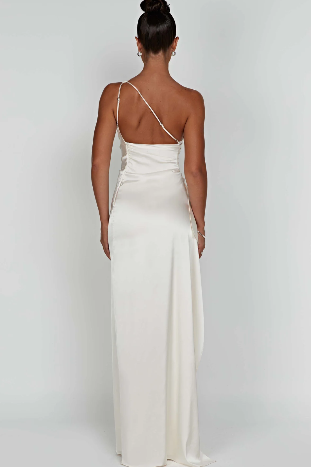 Women's Glossy Satin Gown with Single Strap