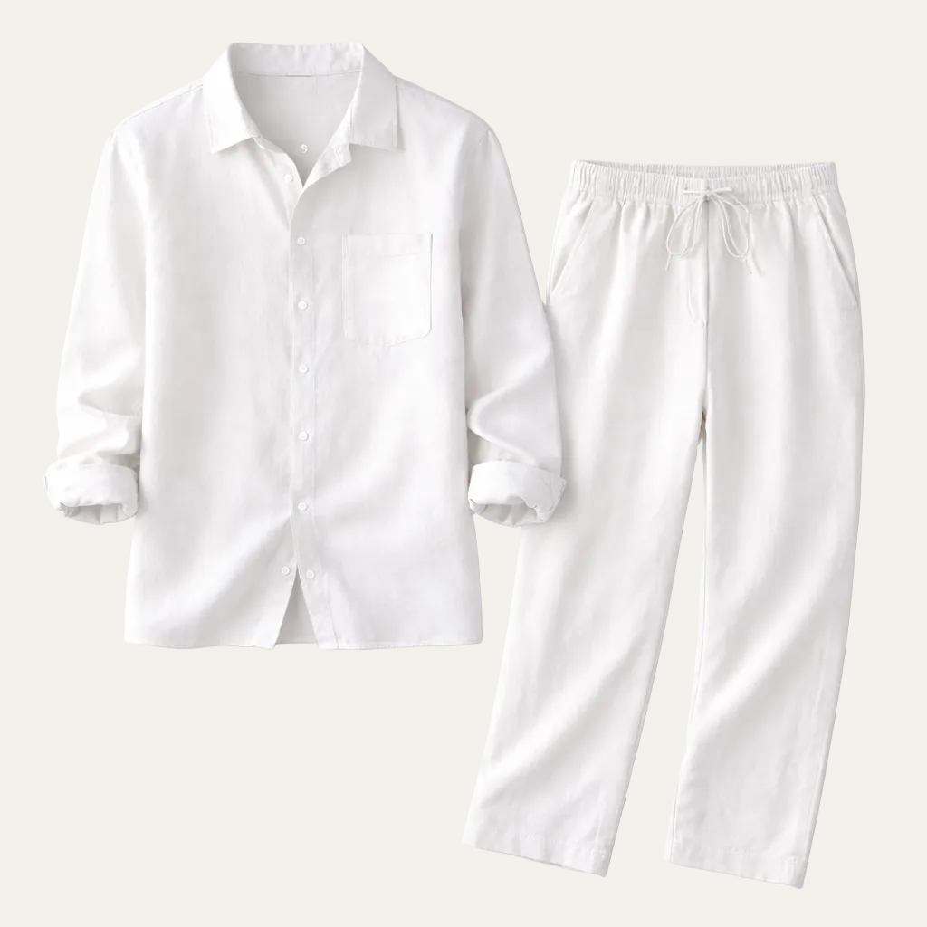 The Meadowcrest Men’s Casual Lightweight Summer Set – Shirt & Pants Set