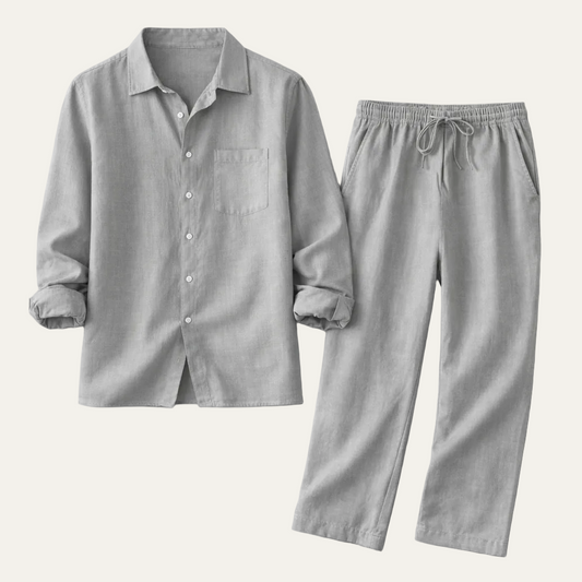 The Meadowcrest Men’s Casual Lightweight Summer Set – Shirt & Pants Set