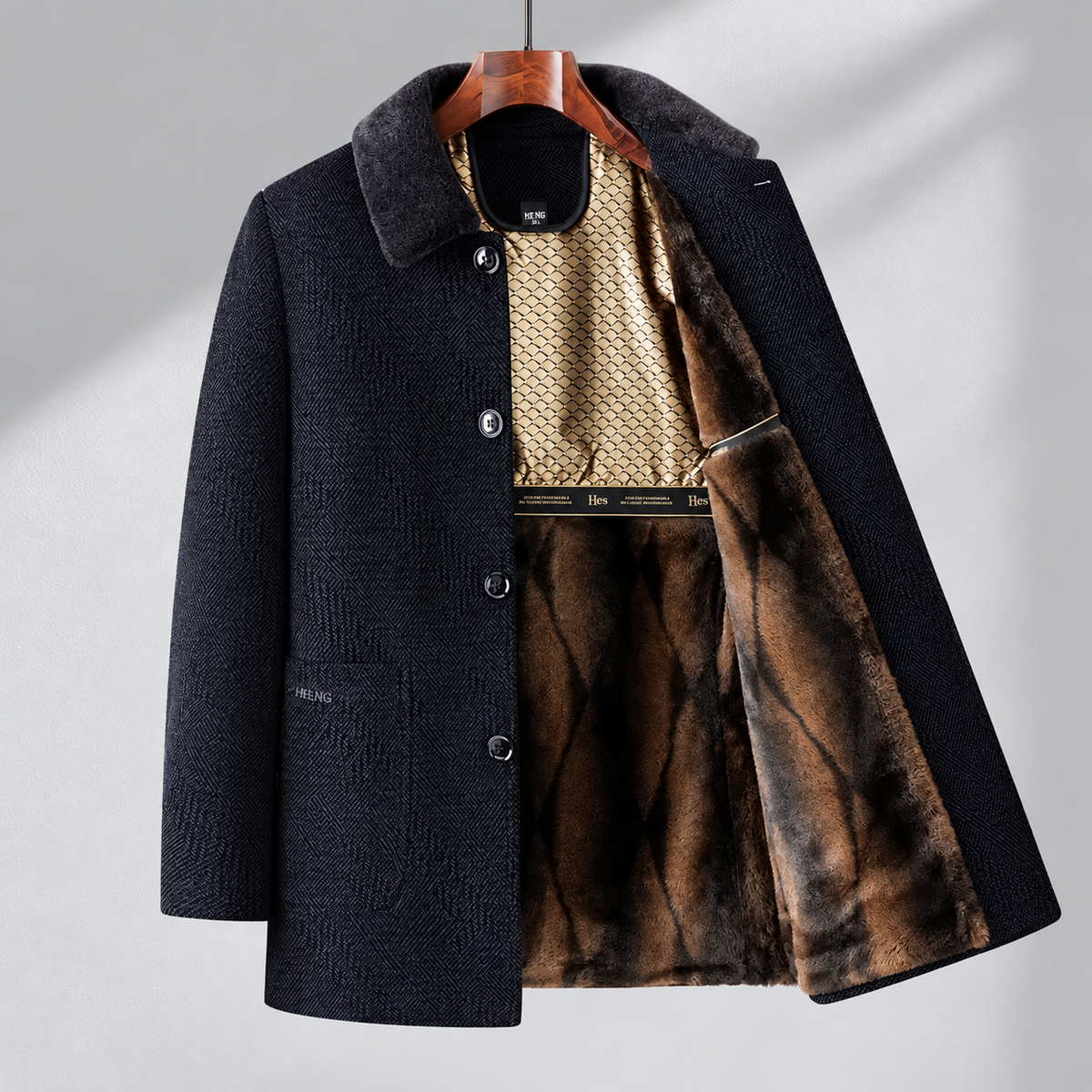 The Charleston Men’s Fleece Lined Wool Blend Winter Coat