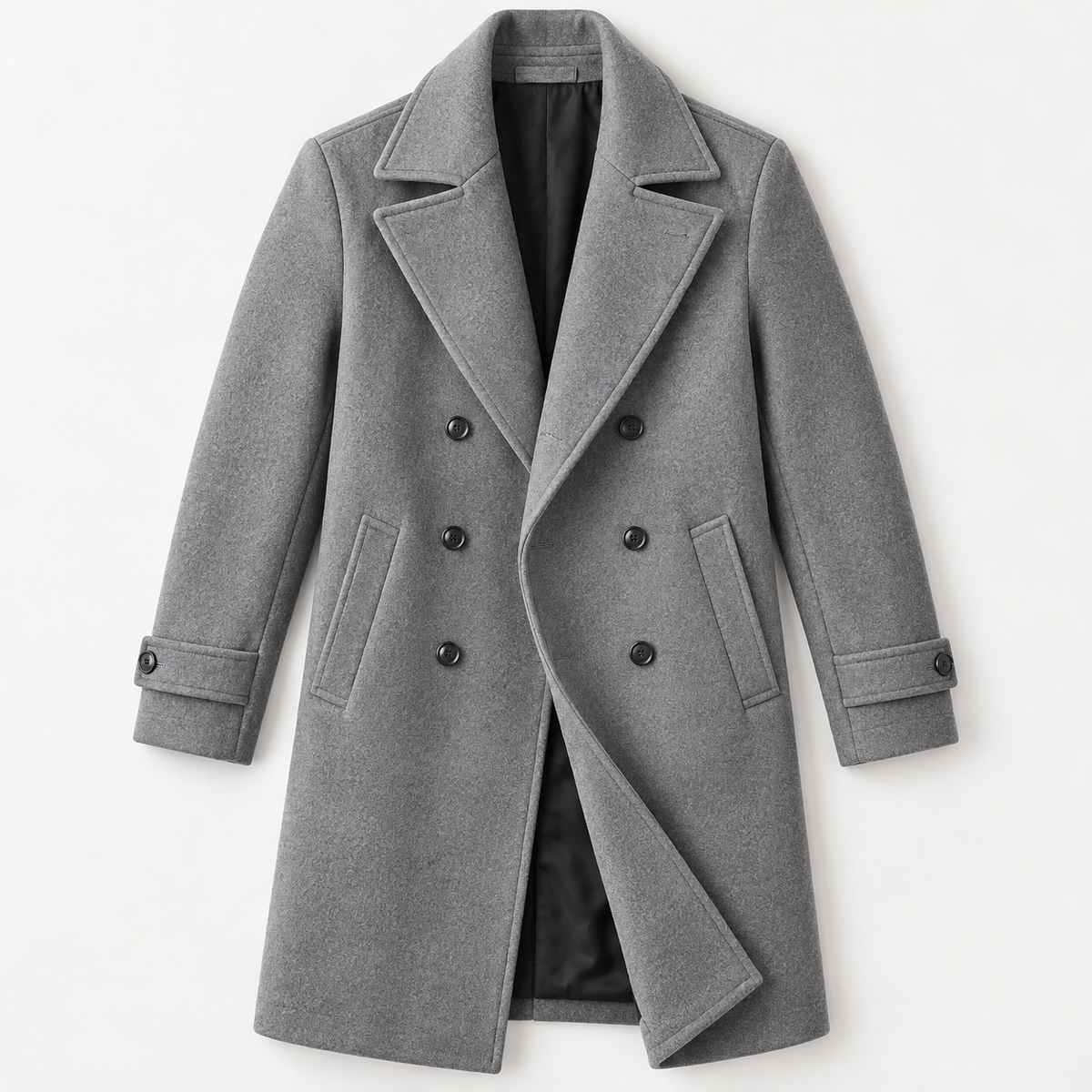 The Rodeo Men’s Double Breasted Wool Blend Long Overcoat