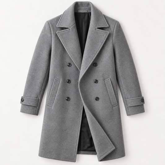 The Rodeo Men’s Double Breasted Wool Blend Long Overcoat