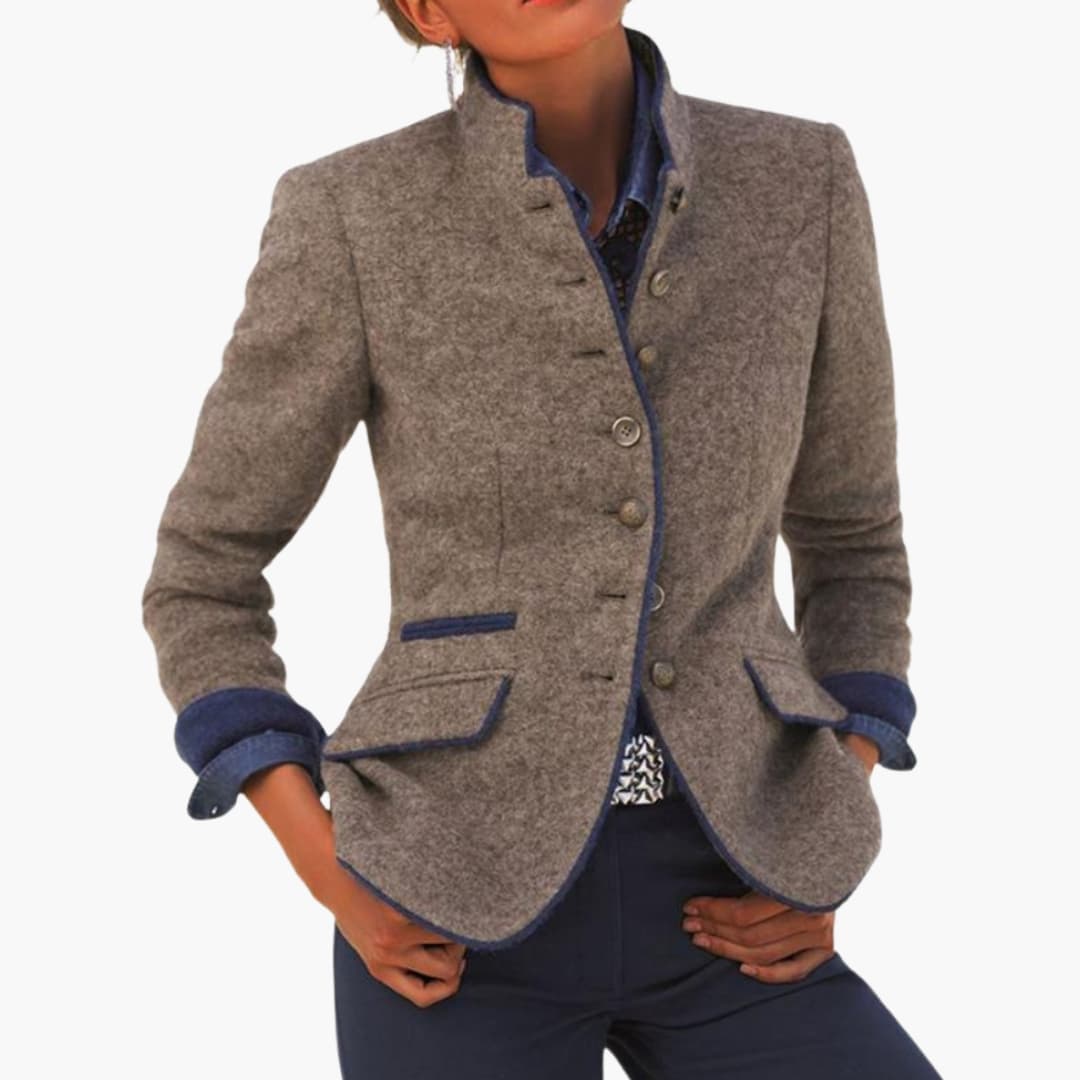 Women's Brown Blazer with Buttoned Front
