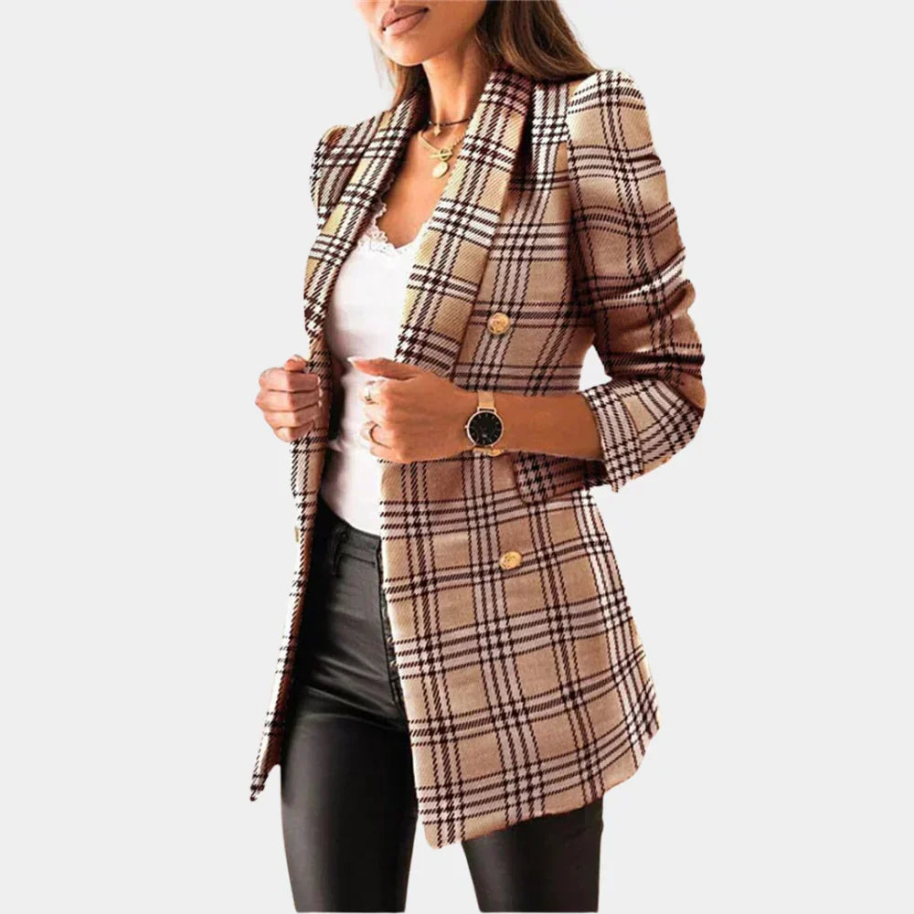 Women's Checked Blazer with Close Cut