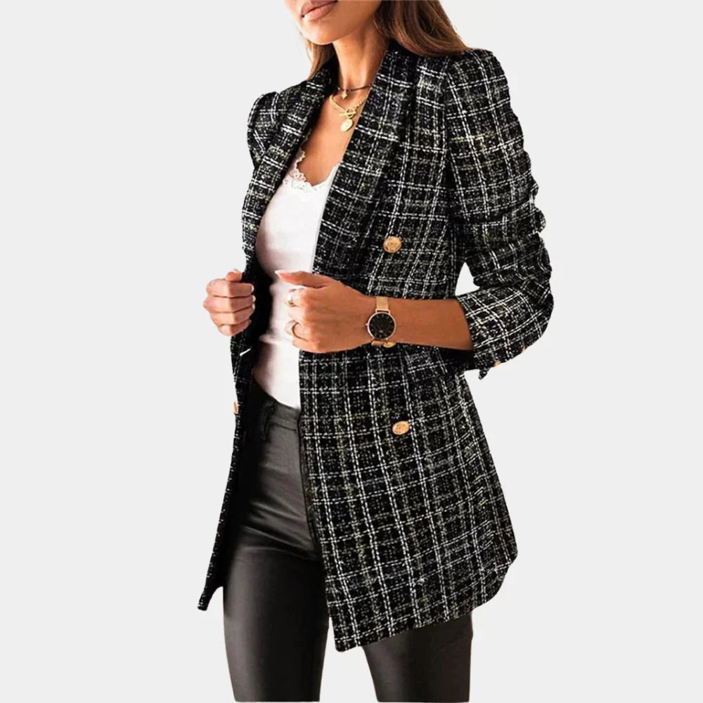 Women's Checked Blazer with Close Cut