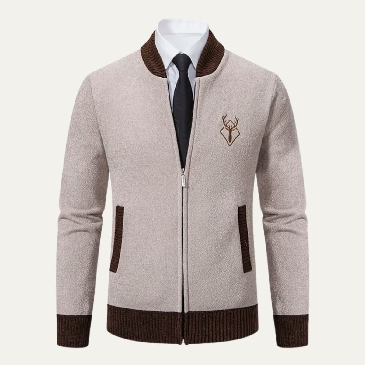 The Levanzo Men’s Contrast Embroidered Knit Bomber Cardigan