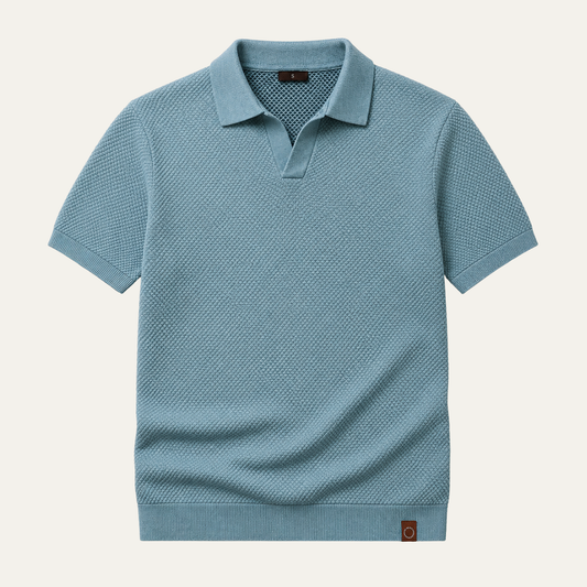 The Oakland Hills Men's Textured Knit Open Collar Polo Shirt