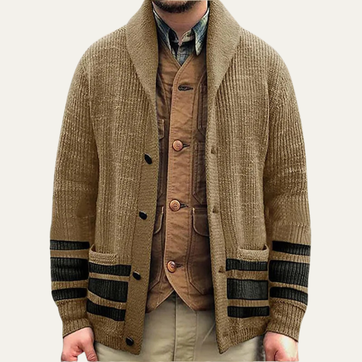 The Ashwick Men’s Single Breasted Thick Knit Shawl Collar Cardigan