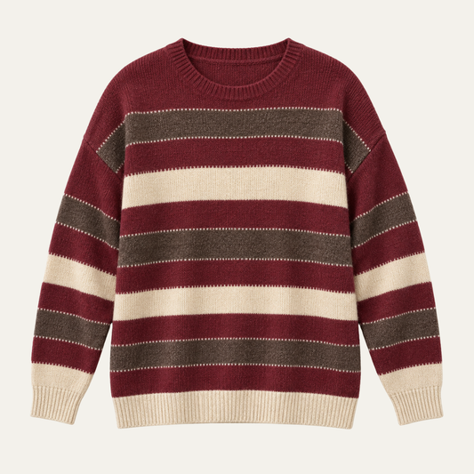 Women's Striped Crewneck Knit Sweater