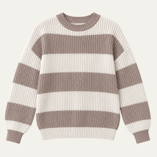 Women's Relaxed Fit Contrast Stripe Sweater