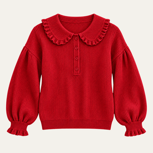 Women’s Ruffle Collar Ribbed Sweater