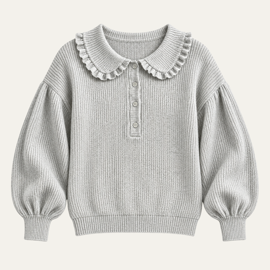 Women’s Button Front Collar Ribbed Sweater