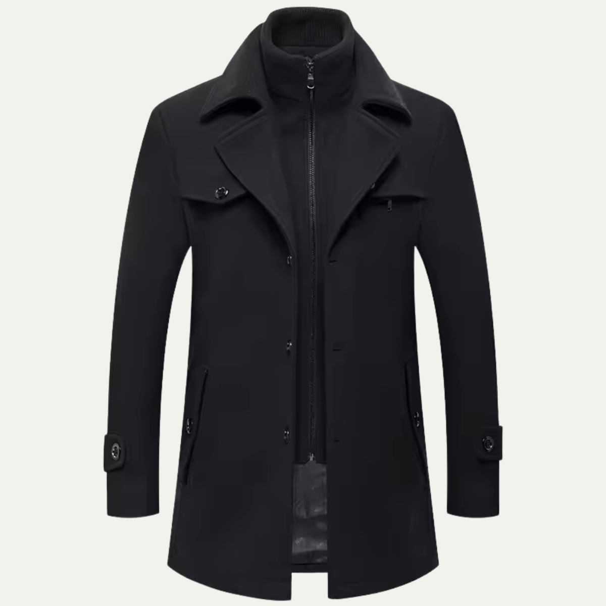 The Nantucket Men’s Warm Stand Collar Wool Blend Long Coat