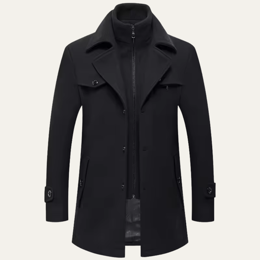 The Nantucket Men’s Warm Stand Collar Wool Blend Long Coat