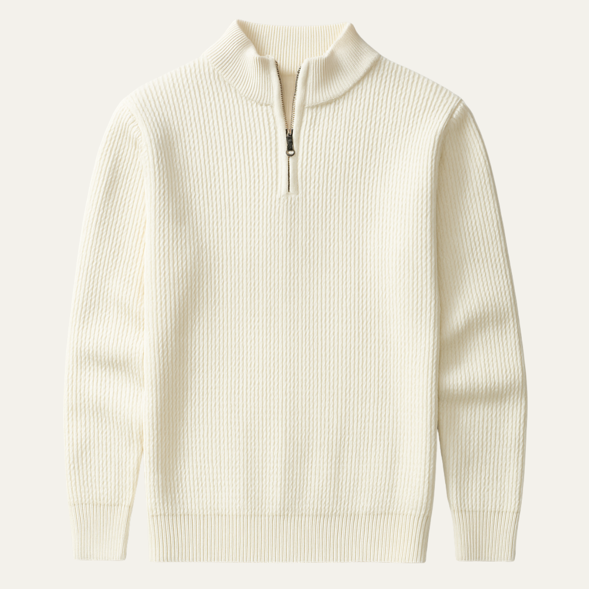 The Hadley Men’s Half Zip Knitted Sweater – Stand Collar Ribbed Pullover