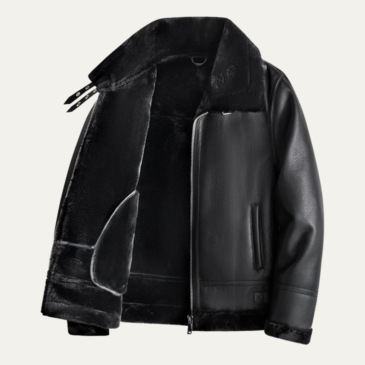 The Fairview Men’s Retro Faux Leather Jacket with Shearling Lining