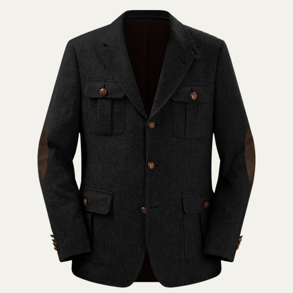 The Cagliari Men’s Elegant Tweed Blazer Jacket with Elbow Patches