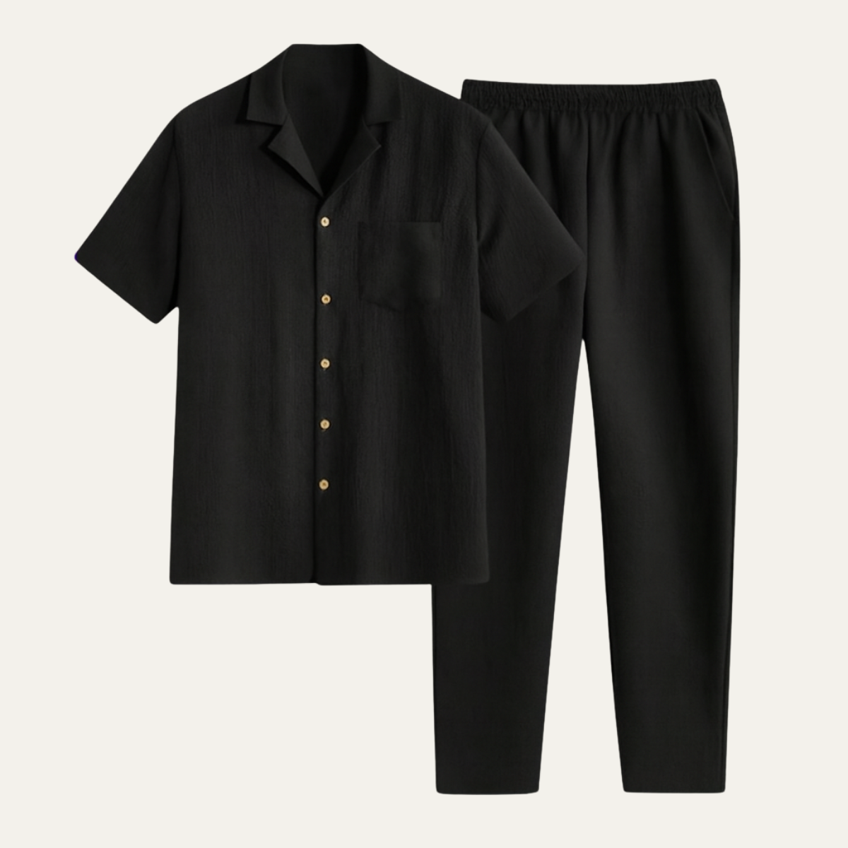 The Bordeaux Men’s Short Sleeve Button Shirt & Elastic Waist Trousers – Relaxed Beach Outfit