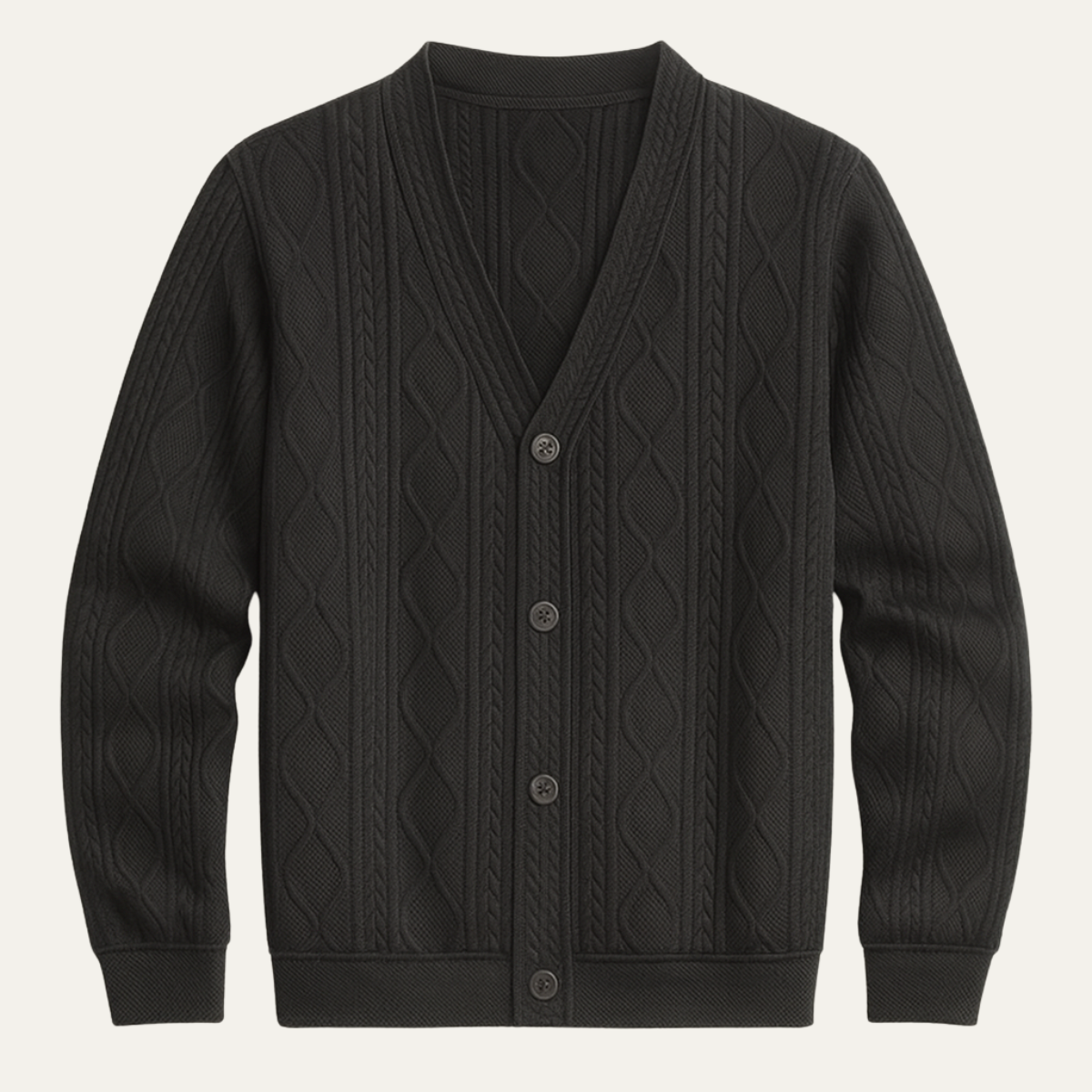 The Brindisi Men's Cable Knit V Neck Diamond Pattern Cardigan