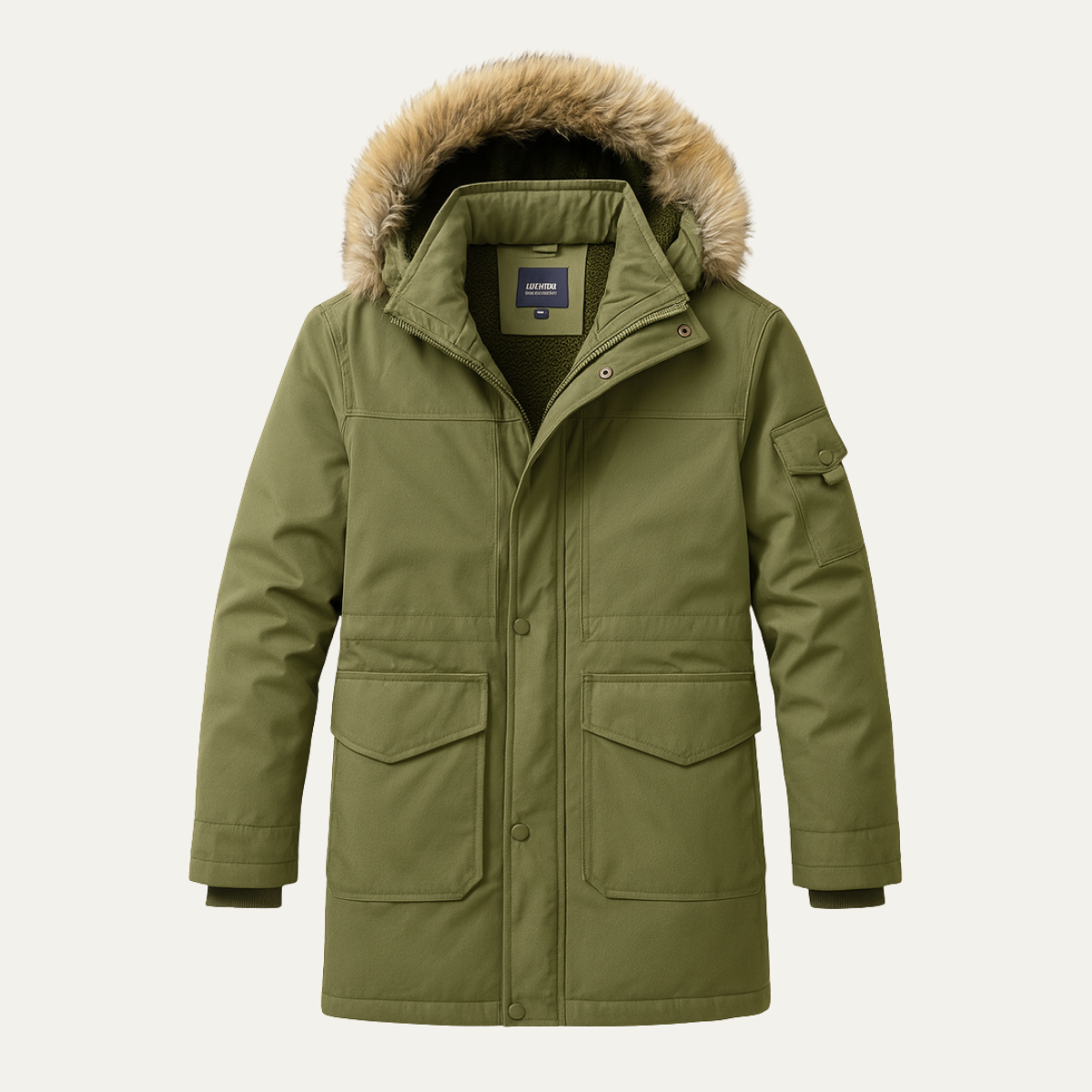 The Tropea Men's Hooded Padded Cotton Jacket with Fur Collar