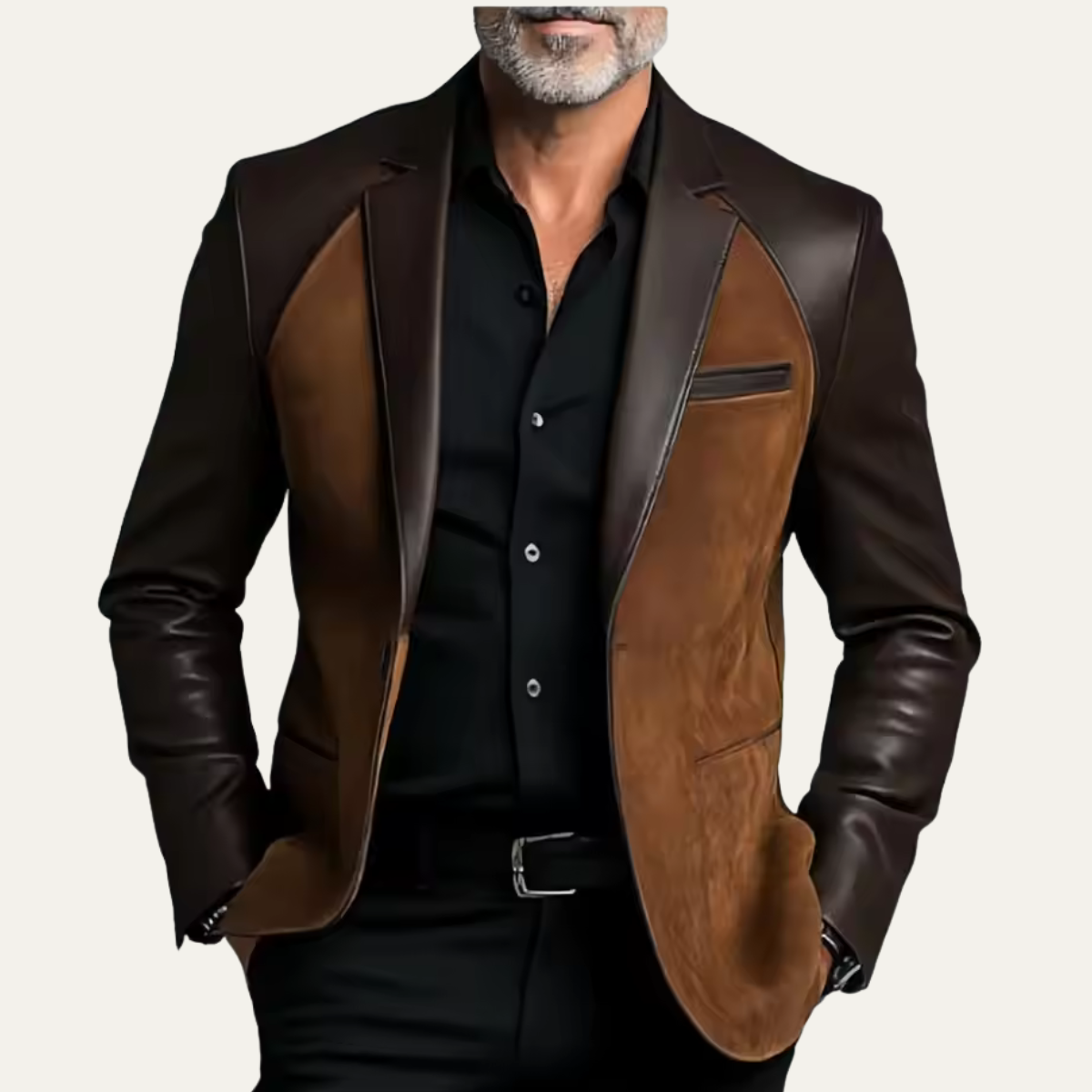 The Gubbio  Men’s Stylish Contrast Patchwork Velvet Blazer Suit