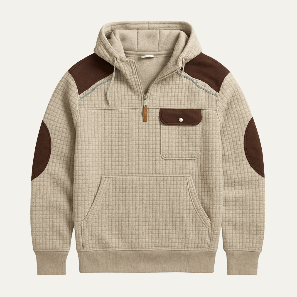 The Laurelwood Men's Textured Vintage Corduroy Sweater with Contrast Shoulder Patches