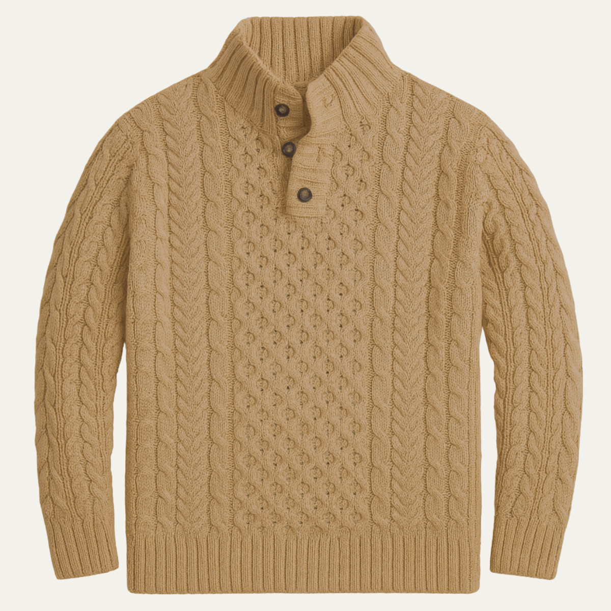 The Brighton Men’s Chunky Button Neck Knit Cable Sweater