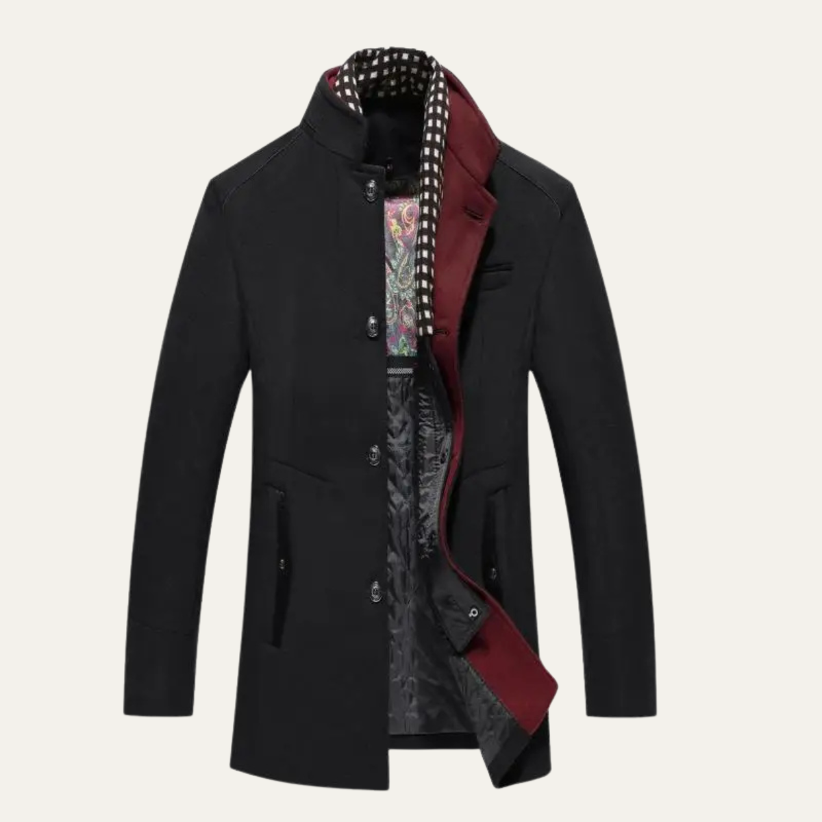 The Blenheim Men's Smart Casual Wool Trench Coat with Stand Collar