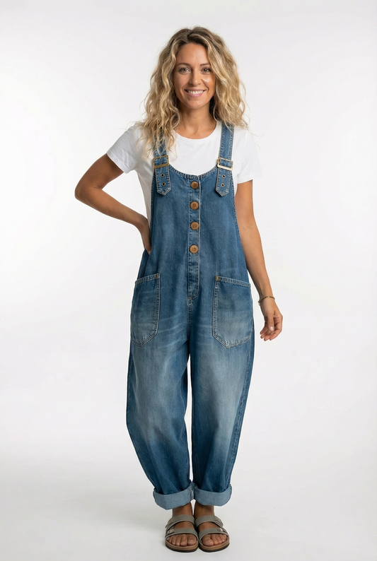 Women's Casual Wide Leg Denim Jumpsuit