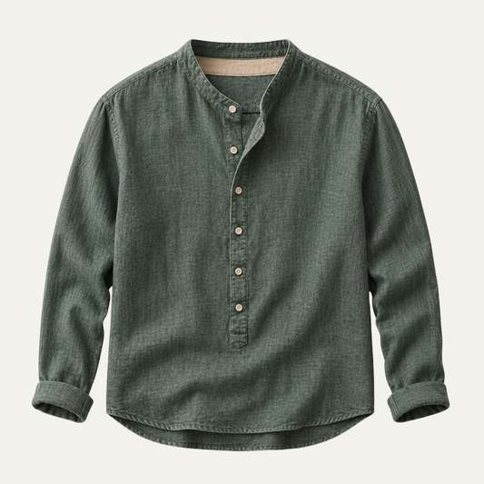 The Brooklyn Men's Vintage Collar Linen Henley Shirt