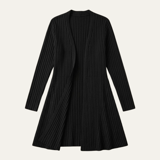Women's Casual Ribbed V Neck Long Cardigan