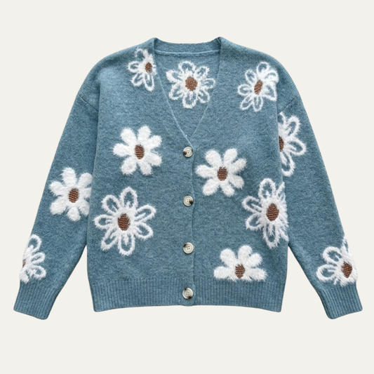 Women's Floral V Neck Button Front Cardigan