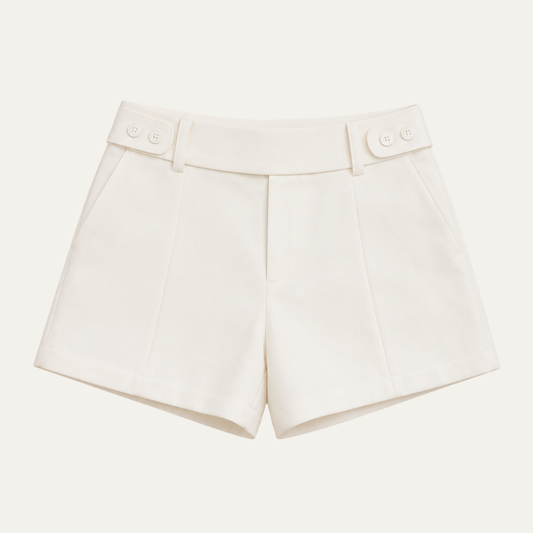 Women's Fitted High Waist Shorts with Double Button Detail