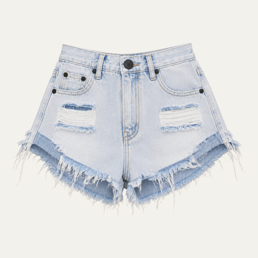 Women's Distressed Denim Shorts with Raw Hem