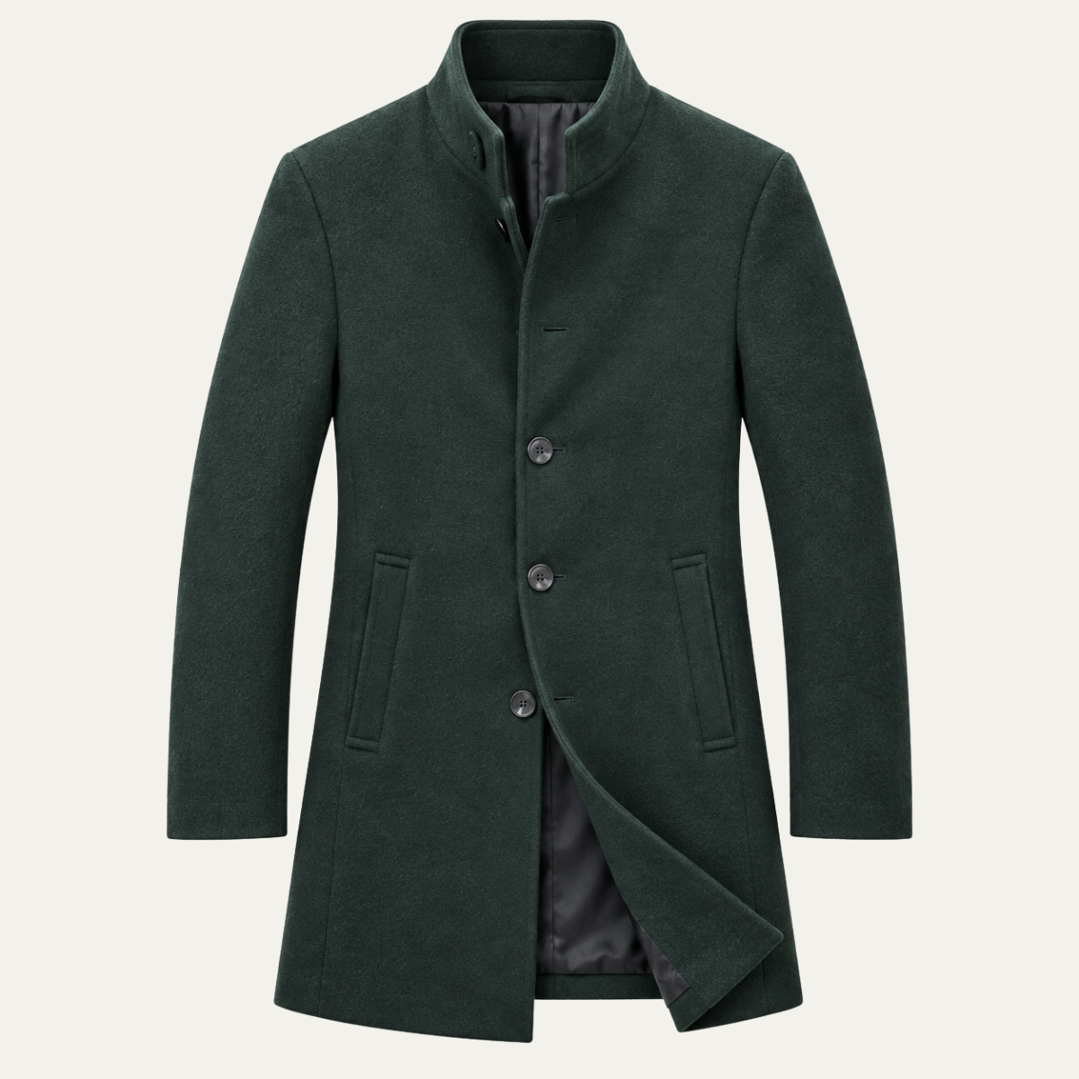 The Monarch Men’s Single Breasted Stand Collar Overcoat