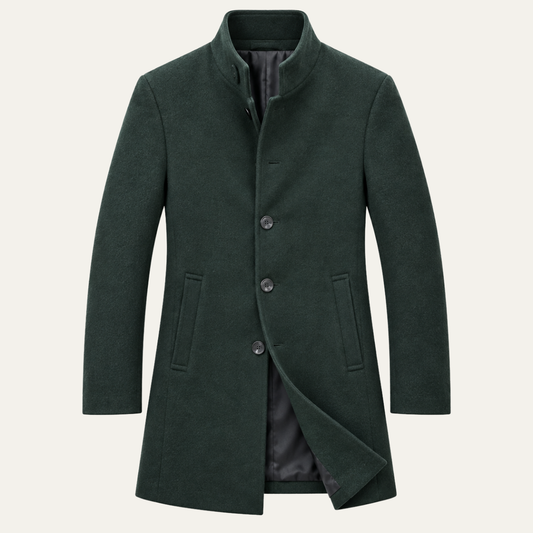The Monarch Men’s Single Breasted Stand Collar Overcoat