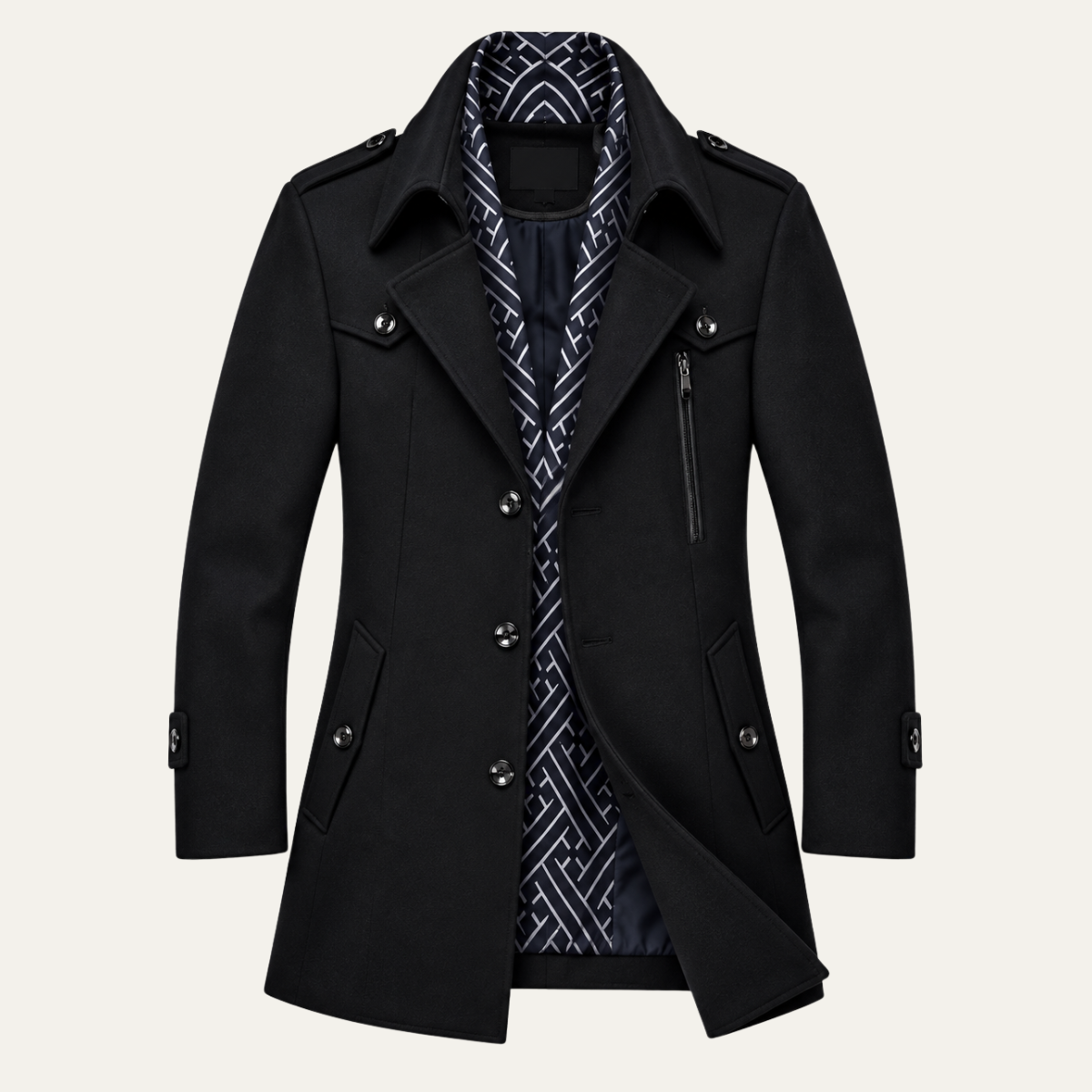 The Pasadena Men’s Mid Length Slim Fit Wool Blend Overcoat