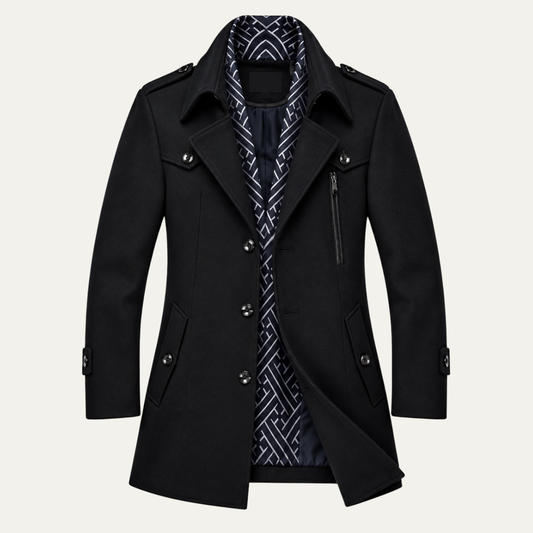 The Pasadena Men’s Mid Length Slim Fit Wool Blend Overcoat