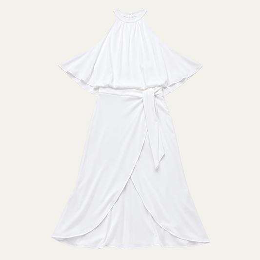 Midi Dress with Halter Neck and Off Shoulder