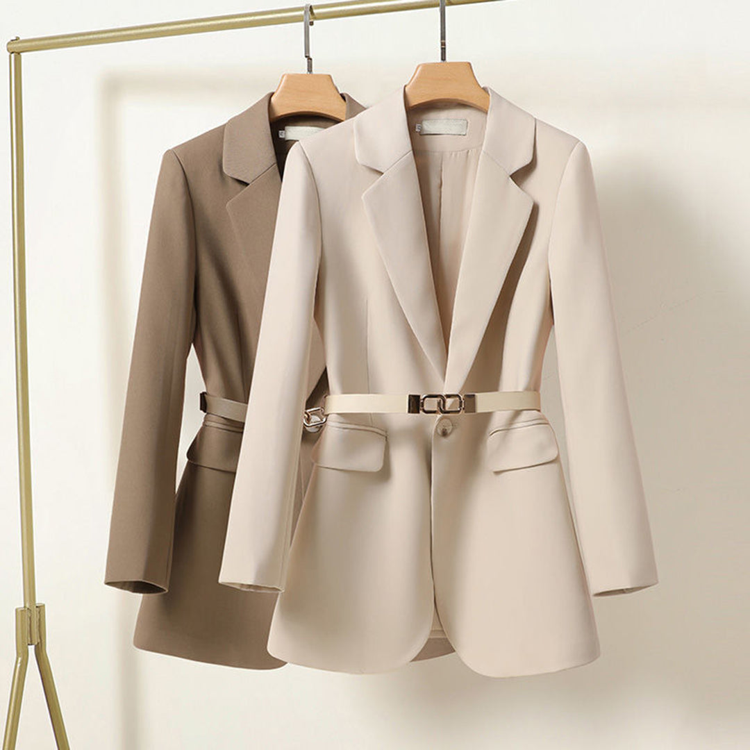 Women's Long Blazer with Adjustable Belt