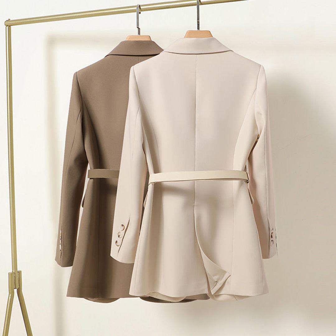 Women's Long Blazer with Adjustable Belt