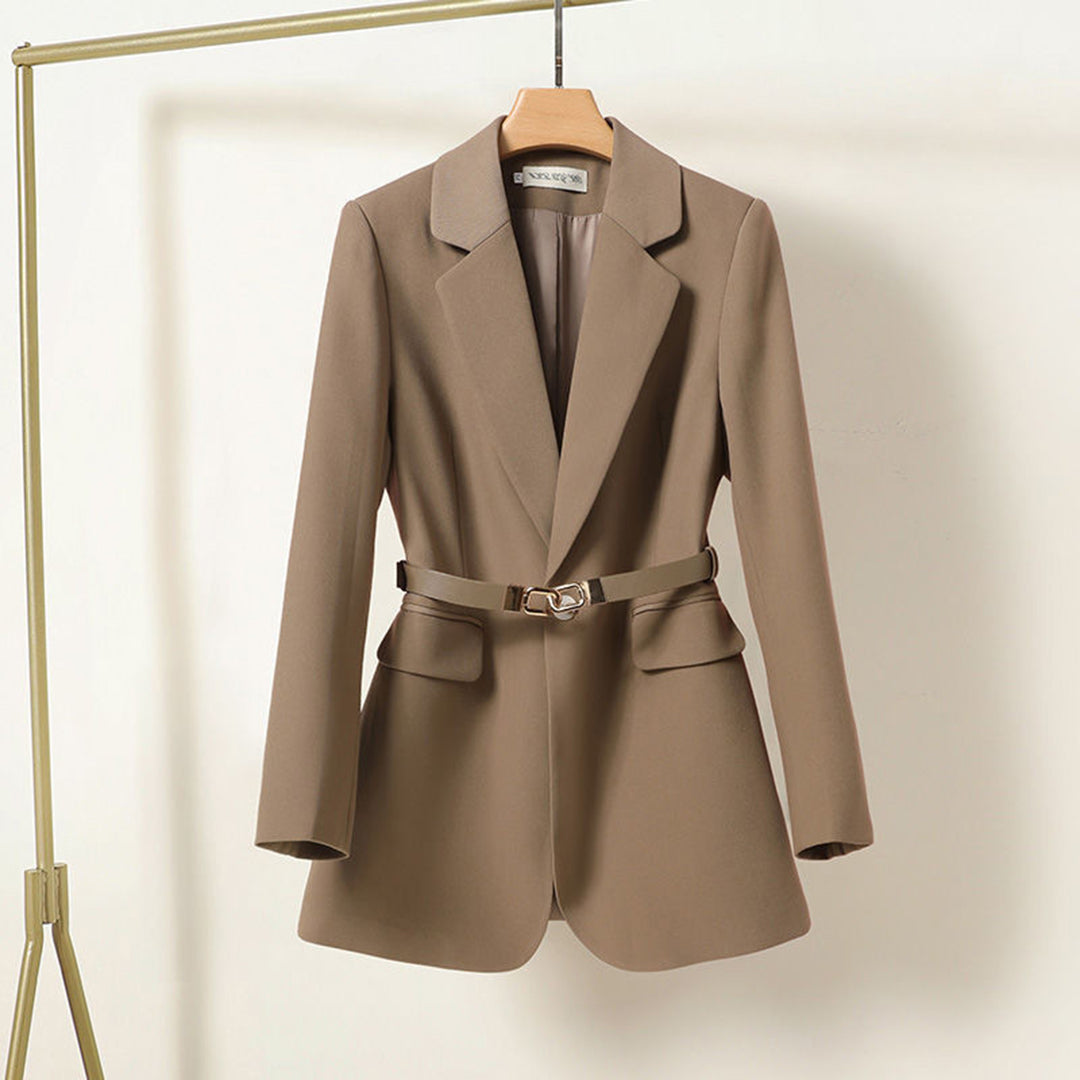 Women's Long Blazer with Adjustable Belt