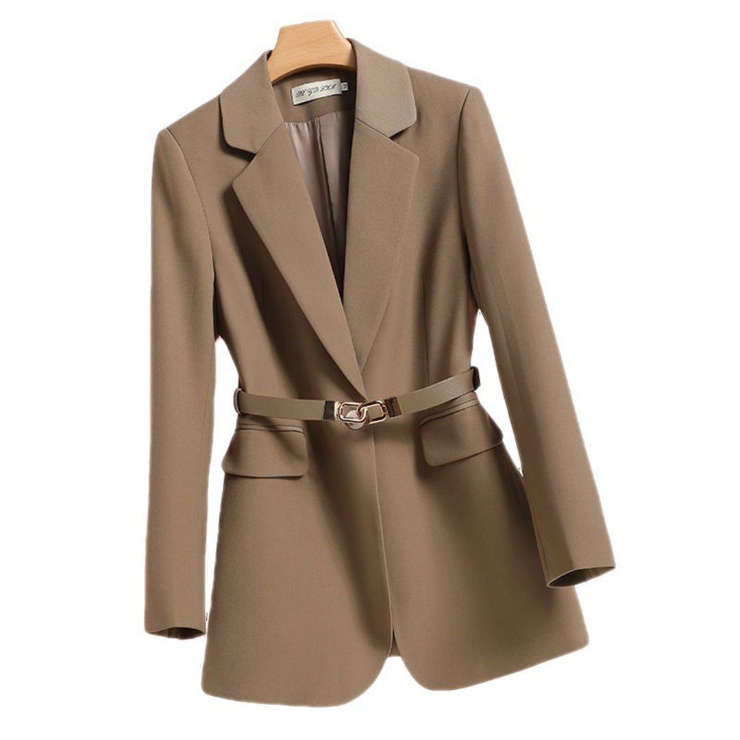 Women's Long Blazer with Adjustable Belt