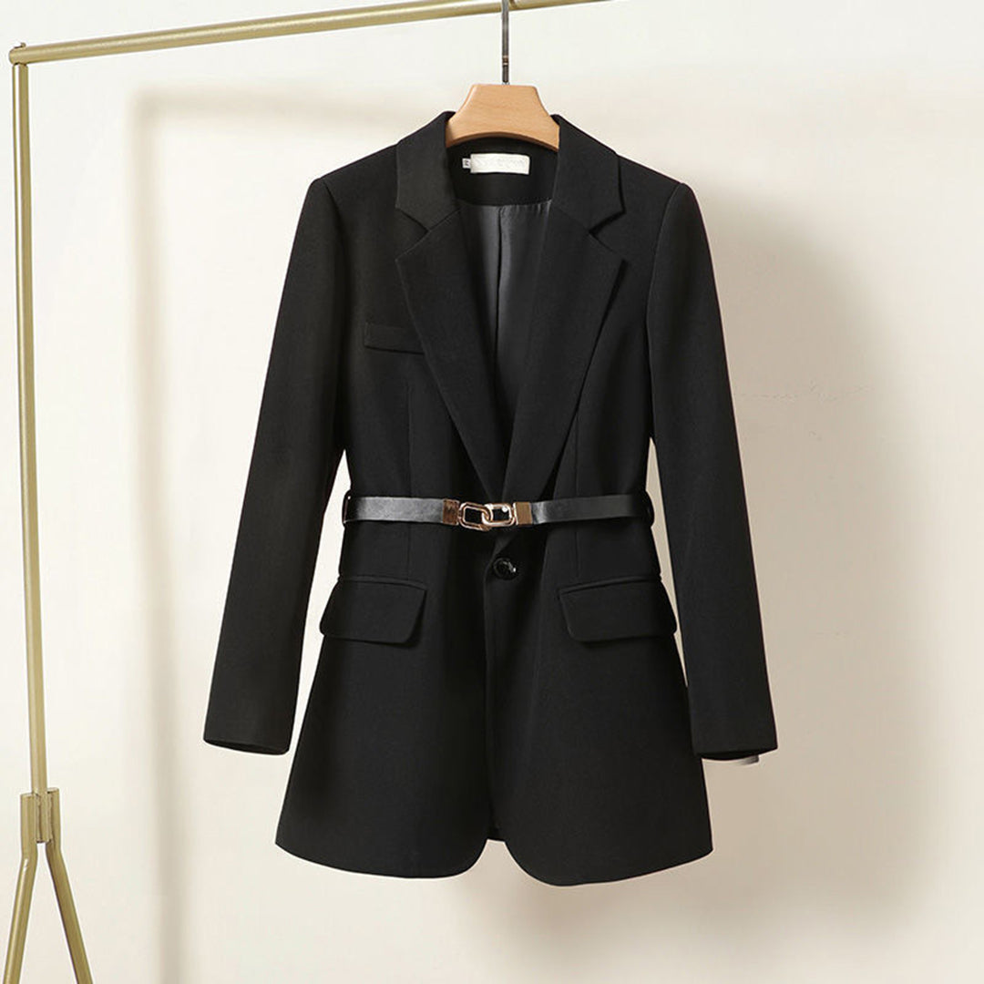 Women's Long Blazer with Adjustable Belt